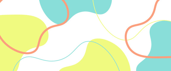 Geometric flat background templates. Soft blue, yellow, orange dynamic shapes.