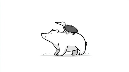 Cute polar bear and hedgehog
