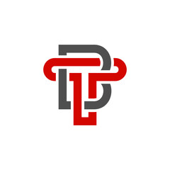 Modern intertwined monogram logo of letters B and T in bold red and gray, symbolizing strength, unity, and professional brand identity.