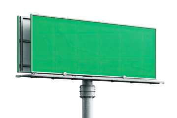 Empty green billboard on a metal stand