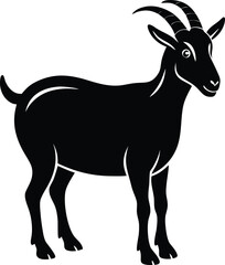 Fototapeta premium A striking black silhouette of a majestic goat captured in a clean vector design perfect for diverse applications
