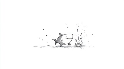Simple sketch of a shark near a splash