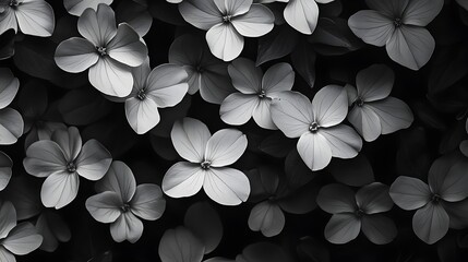 Photograph of white flowers against a dark background, creating a delicate pattern.