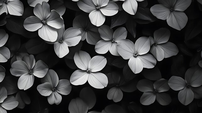 Photograph of white flowers against a dark background, creating a delicate pattern.