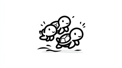 Cute turtles running