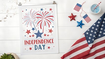 Obraz premium Mockup for Independence Day poster with clean background. Isolated objects