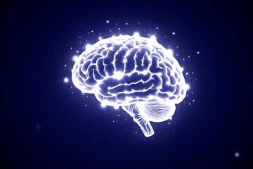 Fototapeta premium human brain on blue background