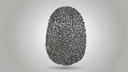 Abstract thumbprint graphic symbolizing digital identity, biometric security, and futuristic technology concepts.