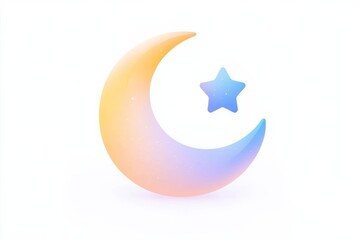 Obraz premium Crescent moon and star icon for mindfulness and relaxation themes