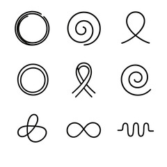 Icon Grid Collection. Outline icon set of scientific timeline: microscope, test tube, clock, calendar, progress bar, DNA strand,