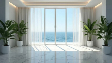 Fototapeta premium White hotel interior by the ocean