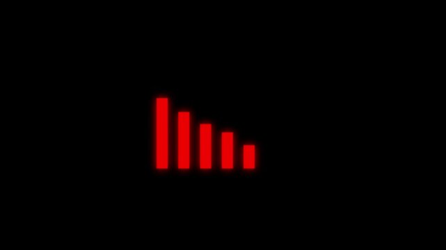 Abstract glowing animated graph icon designed business or finance concept icon animation video. Finance, Business Info graphic animation, Bar graph. Business loss graph show chart. 4k motion video.