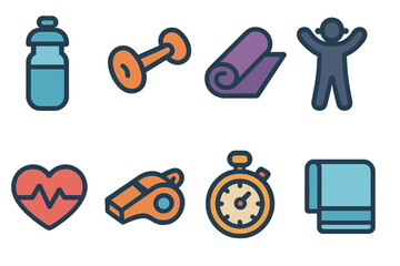Diverse Dance Icons. Flat vector mini-illustrations cultural dance forms overview in colors children's illustrations: flamenco fan