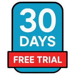 30 days free trial promotion flat color vector illustration template design