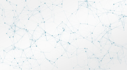 Abstract Network Background with Connected Dots Particles, blue and white 