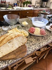 Italian Home Cooking Prep on Granite Counter