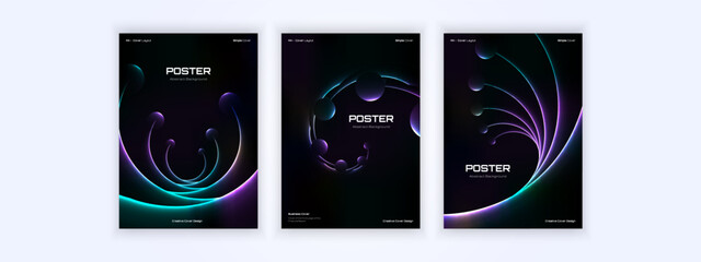 Elegant abstract curves with glowing neon gradients, perfect for modern and futuristic poster designs