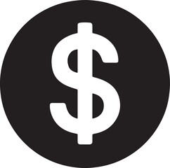 Silhouette of a dollar sign coin representing money, finance, currency, investment, savings, and economic value.