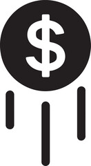 Obraz premium Silhouette of a falling dollar coin representing loss, financial risk, investment drop, or economic fluctuation concept.