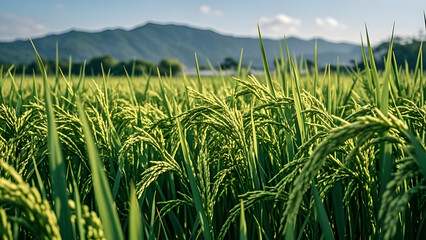 Fototapeta premium Vast green rice field