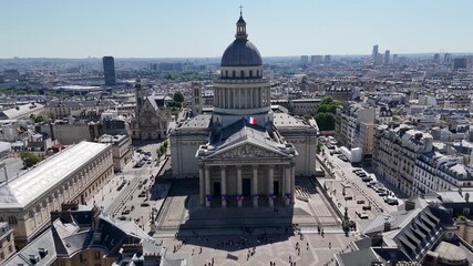 Pantheon At Paris Ile De France In France. Amazing Shrine. Pantheon Paris Landscape. Pantheon At Paris In Ile De France France. Imposing Construction. Cultural Heritage.