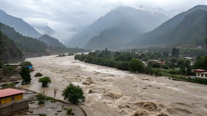 flash floods from mountains floods the effect of world warming ai