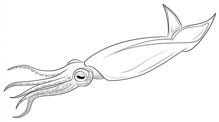 Obraz premium Line drawing of a squid