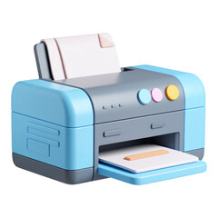 A light-blue and gray 3D printer icon, showing paper output.