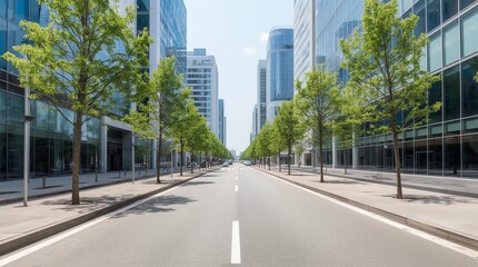 empty highway with cityscape and skyline