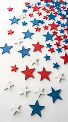 Obraz premium red blue and white stars sccatered on white background patriotic background