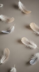 Obraz premium Delicate airborne feather arrangement creates sense of weightlessness and ethereal atmosphere on a