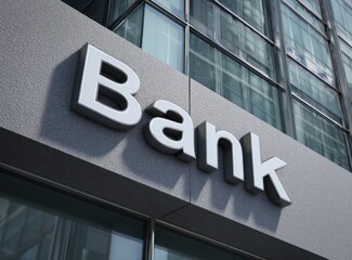 Naklejka premium Modern bank sign on a gray building