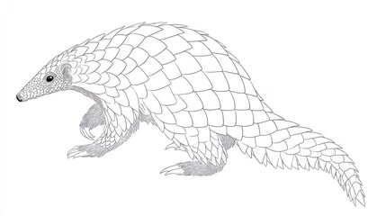 Fototapeta premium A black and white line drawing of an anteater