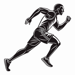 Black Sprint Runner Vector on White Background