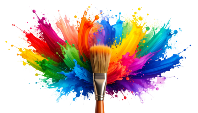 rainbow brush stroke with brush rainbow coming out of brush PNG file 