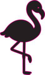 Pink flamingo. tropical bird. animal collection. Cute cartoon character. Decoration element. Flat design. Transparent background.eps