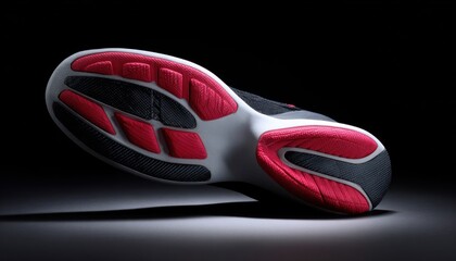 Fototapeta premium Running shoe sole showing grip and tread pattern for enhanced performance