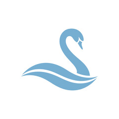 Elegant Swan Logo Design in Light Blue Minimalist Style.