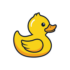 A cute cartoon illustration of a classic yellow rubber duck bath toy.
