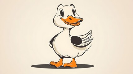 Fototapeta premium Digital illustration of a cartoon duck with a friendly expression, standing with one foot forward.