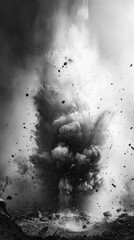 Volcanic explosion creating a column of smoke and debris