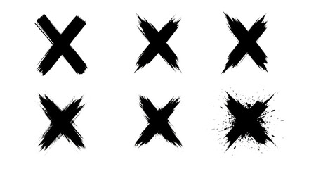 Distressed Letter X Variations Grunge Style on transparent background