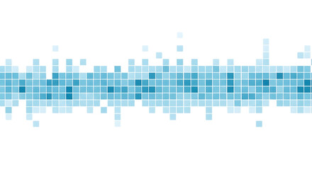 Pixelated Blue Mosaic Wave Design on Transparent Background