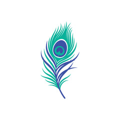 Obraz premium Stylized Peacock Feather with Blue and Green Eye.