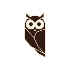 Geometric Owl Illustration with Brown and Beige Colors.