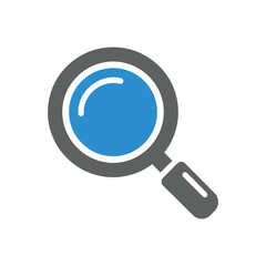 Gray and Blue Magnifying Glass Icon Search Symbol.