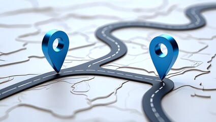Find the best route gps navigation system with location pin and road map concept