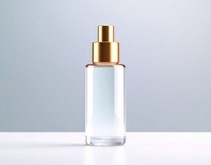 Empty Glass Spray Bottle with Gold Cap - Modern Packaging Design