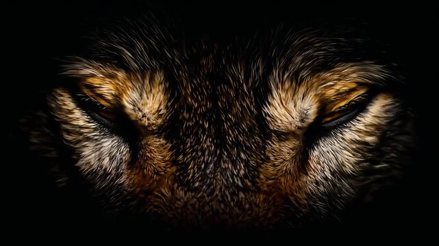 Closeup wolf eye intense yellow