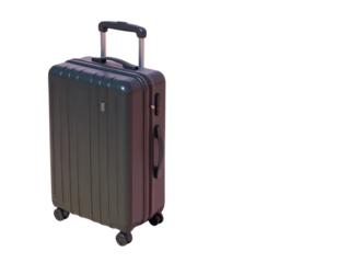 Angled View of Rolling Suitcase with Handle Pulled, Motion Tilted Perspective, Transparent Background